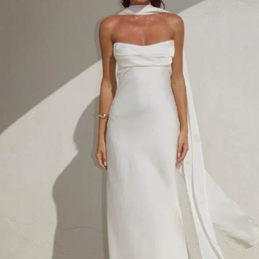 Away Strapless Cream Dress